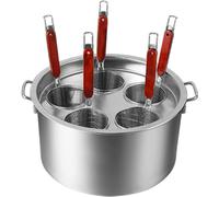 WDSOPK Stainless Steel Pasta Cooker Set with Strainer Baskets, Multi-Pot Steamer for Noodles, Pasta, Dumplings - Essential Cooking Tool for Perfectly Cooked Meals(5Hole)