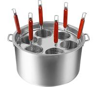 WDSOPK Stainless Steel Pasta Cooker Set with Strainer Baskets, Multi-Pot Steamer for Noodles, Pasta, Dumplings - Essential Cooking Tool for Perfectly Cooked Meals(6Hole)