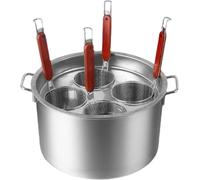 WDSOPK Stainless Steel Pasta Cooker Set with Strainer Baskets, Multi-Pot Steamer for Noodles, Pasta, Dumplings - Essential Cooking Tool for Perfectly Cooked Meals(4Hole)