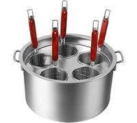 WDSOPK Stainless Steel Pasta Cooker Set with Strainer & Steamer Basket - Perfect for Home Kitchen & Restaurant Use, Durable, Easy to Clean, Multi-Functional Cooking Tool(5Holes)