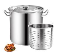WDSOPK Stainless Steel Seafood Boil Pot with Strainer & Lid - Perfect for Shrimp, Crab, Lobster, Turkey Frying, Ideal for Outdoor & Commercial Cooking, 12 Quart Capacity(45 * 45Cm/70L)