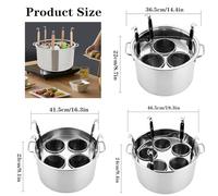 WDSOPK Stainless Steel Stockpots, Stockpots Set with Divider and Colander Strainer Multifunctional Noodle Cooking Pot, 3/4/5 Holes Pasta Cooker Insert Set Suitable for Home Kitc(B-3 Holes)