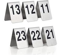 WDSOPK Stainless Steel Table Signs Table Number Set - 6X7.5Cm/8X12Cm Table Number Place Cards for Restaurants and Cafes - Double-Side Number Cards - Stackable/Upstanding/1 to 50(1 to 100-6 * 7.5Cm)