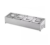 WDSOPK Station de garniture de pizza, distributeur de condiments en acier inoxydable, avec poignée, organiseur pour assaisonnement, sauce, salade, confiture, fruits, ingrédients (argentb, 71 x 18 x