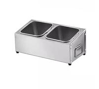 WDSOPK Station de garniture de pizza, distributeur de condiments en acier inoxydable, avec poignée, organiseur pour assaisonnement, sauce, salade, confiture, fruits, ingrédients (argenta, 36,5 x 18 x