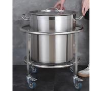 WDSOPK Support De Marmite Robuste en Acier Inoxydable, Grand Chariot Mobile À Quatre Roues pour Marmites À Soupe, Idéal pour Déplacer Un Seau À Lait, pour Cantine Ou (Argent-50X51Cm)