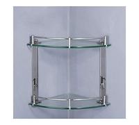 WDSOPK Support Mural Triangulaire Double Couche pour Pommeau De Douche en Acier Inoxydable 304, Panier De Rangement d'angle pour Salle De Bain, Cadre en Verre Trempé, (2 Niveaux avec Crochets)