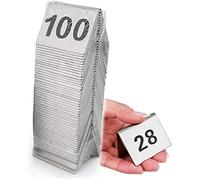 WDSOPK Table Numbers 1-50/100 Stainless Steel Table Numbers Signs, Reusable, Sturdy and Not Easy to Fade, Metal Table Numbers Cards for Restaurants, Banquets, Cafés, Weddings/1-(White-1 to 80)