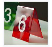 WDSOPK Table Numbers, Colorful Acrylic Restaurant Place Number Plate,Double Sided Table Number Table Plate Digital Restaurant Card, 90X80Mm/Black/1 to 20 (Red 1 to 20)(Silver-70Cm)