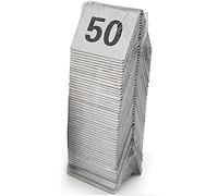 WDSOPK Table Numbers Stainless Steel 1-25/50/70, Table Place Cards Stainless Steel Table Numbers Tent Style Table Cards, 1.6X1.9 inch Signs Plates Restaurant Bar Place Table Mar(G)