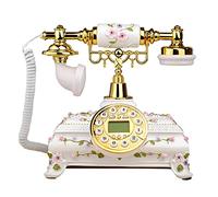 WDSOPK Téléphone rétro, téléphone fixe rétro à l'ancienne avec écran LCD et bouton de rappel pour bureau, maison, salon, décoration merveilleuse idée cadeau