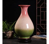 WDSOPK Vase en Porcelaine De Chine, Trois Pièces De Jade Émaillé, Art Artisanal, Style Antique, Émail Craquelé, Grand Vase Bouteille À Fleurs pour La Décoration Intéri(C)