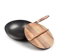 WDSOPK Wok Saucepan Rying Pan The Induction Cooker Fry Pan Iron Hand Pot Uncoated Wok Manual Iron Pot of Old Traditional Flat Plain Iron Pot, 32Cm Frying Pan Interesting