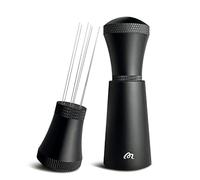 Wdt Tool - Outil Wdt en alliage d'aluminium avec support, 0,3 mm d'épaisseur en acier inoxydable 7 aiguilles distributeur de café pour barista, noir (3 aiguilles de rechange)