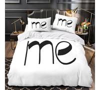 WDVBAIIOE m'a écrit à la Main 3D Imprimé Drap de Couette Microfibre résistante Calligraphie Minimaliste Housse de Couette 2 taies léger Famille invités Single（140x200cm）