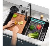 WDWDW Évier de Cuisine en Acier Inoxydable 304 avec Robinet Cascade extractible et Vasque intégrée