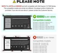 WDX0R 42WH Laptop Battery for Dell Inspiron 13 15 5000 7000 Series 5570 7579 7378 5567 7573 5565 5379 5378 5770 5568 Latitude 3189 3390 P58 F P69G 3CRH3 WDXOR 11.4V