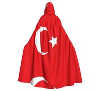 WDXQHY Cape à capuche avec drapeau de la Turquie en polyester imprimé complet pour cosplay, fêtes, bal masqué, Comic Cons, tissu léger et confortable anti-démangeaisons avec fermeture à nouer