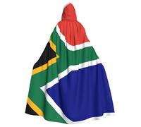 WDXQHY Cape à capuche en polyester avec motif drapeau de l'Afrique du Sud pour Halloween, cosplay, bal masqué, bande dessinée, tissu léger et confortable anti-démangeaisons avec fermeture à nouer