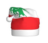 WDXQHY Drapeau du Liban Chapeau de Noël en peluche pour adulte Décoration de vacances et accessoire de fête Chapeau de Noël pour adulte Décorations de fête Chapeau