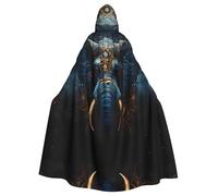 WDXQHY Eerie - Cape à capuche en polyester imprimé éléphant pour cosplay, fêtes, mascarades, comics Cons, tissu léger et confortable anti-démangeaisons avec fermeture à nouer