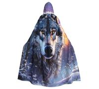 WDXQHY Majestic Wolf - Cape d'Halloween pour adulte avec capuche confortable et élastique, parfaite pour les costumes, les déguisements, les fêtes d'Halloween