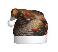 WDXQHY Pumpkin Blossom Town Chapeau de Noël en peluche pour adulte Décoration de vacances et accessoire de fête Chapeau de Noël pour adulte Décoration de fête Chapeau