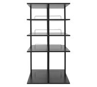 WDZCZDoo Étagère à chaussures à 4 niveaux, rotative à 360 °, étagère à chaussures moderne, en métal et bois, noire, pour jusqu'à 16 paires de chaussures, peu encombrante 57 x 57 cm, capacité de charge
