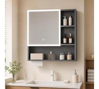 WDZDS Armoire de Toilette Murale indépendante avec Miroir Intelligent, Aluminium Spatial épaissi, Structure soudée sans Joint, Rangement Salle de Bain