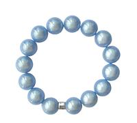 WDZDS Magic Pearls Bracelets extensibles, 14 mm, acrylique, magique, effet 3D, perles réfléchissantes, bracelet extensible pour femme, accessoire de fête, vêtements de loisirs (bleu argenté, perles de