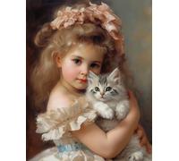 WDZFF 1000 pièces - Fun Puzzle - Affiche - Gifts - Girlss and Cat Art Photos - Jeux De Mémoire Et De Cognition pour Les Personnes Âgées - Decompression Toy - Kx381Zs