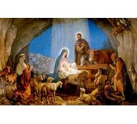 WDZFF Puzzle 1000 pièces - The Birth of Jesus Art Oil Painting - Jeux De Mémoire Et De Cognition pour Les Personnes Âgées - Jouets De Défi Amusants en Famille - Kx426Zs