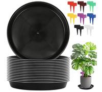 WDZGX Soucoupes pour Plantes Coupelle Pot de Fleur Lot de 16 Soucoupe Pot Fleurs Dessous Pot de Fleur Rond 26cm avec 16 Étiquettes pour Intérieur Extérieur (26cm)