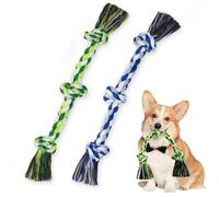 WDZZHOT [Lot de 2] jouets en corde pour chien, jouet à mâcher pour chiens de taille moyenne et petite, 3 nœuds, jouet en corde pour chiot, 100 % coton, jouets à tirer pour l'ennui, le nettoyage des