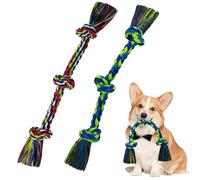 WDZZHOT [Lot de 2] jouets en corde pour chien, jouet à mâcher pour chiens de taille moyenne et petite, 3 nœuds, jouet en corde pour chiot, 100 % coton, jouets à tirer pour l'ennui, le nettoyage des