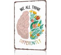 We All Think Differently Be Kind Metal Sign 12x8 Inch