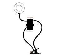WE Anneau Lumineux LED avec Support téléphone Universel et Pince d'accroche. 3 Modes Couleurs et 10 Modes de luminosité. Bras Flexibles. Connexion Via Port USB.