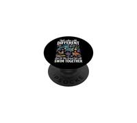 We are All Different But in This School We All Swim Together PopSockets PopGrip Adhésif