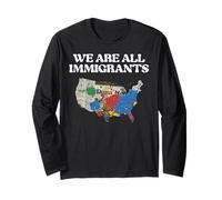 We are All Immigrants USA Carte Droits Soutien Hommes Femmes Enfants Manche Longue