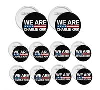 We Are Charlie Kirk Badges ronds, Button Pi Ns, Boutons Cercle Badges Rond Poitrine Pin's Métal Durable avec Pinback Sécurisé Idéal pour Sacs à Dos et Vêtements Épingles Fantaisie, taille unique