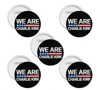 We Are Charlie Kirk Badges ronds, Button Pi Ns, Boutons Cercle Badges Rond Poitrine Pin's Métal Durable avec Pinback Sécurisé Idéal pour Sacs à Dos et Vêtements Épingles Fantaisie, taille unique