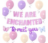 We Are Enchanted to Meet You Bannière Ballons Guirlande de papillons pour Enchanted to Meet You Thème Fête prénatale Révélation du sexe Décorations de fête Fournitures
