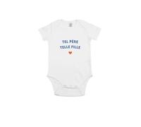 We Are Family - Body Humoristique pour Bébé, Motif Tel Père Telle Fille Cœur - Manches Courtes - Cadeau Personnalisé - 100% Coton Peigné Ringspun - - Blanc