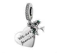 We Are Family Breloque en forme de cœur pour bracelets Pandora Plaqué argent fin avec cristaux étincelants Coffret cadeau, One Size, Métal, Zircone cubique