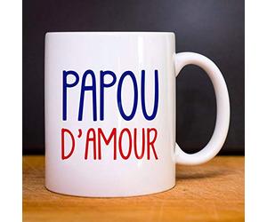 We Are Family, Mug Humoristique, Papou d'Amour, Thème Pour papa, Idée Cadeau Original Humour, Idée cadeau Famille, Ami, Collègue, Anniversaire, en Céramique, 330 ml, Blanc
