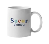 We Are Family, Mug Humoristique, Sœur d'amour, Thème pour ma sœur, Idée Cadeau Original Humour, Idée Cadeau Famille, Ami, Collègue, Anniversaire, en Céramique, 330 ML, Blanc
