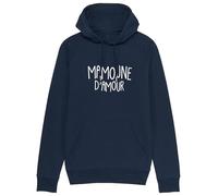 We Are Family, Sweat à Capuche Humoristique, pour Femme, Mamoune d'amour, Manches Longues, Cadeau Original, Sweat Humour 50% Coton 50% Polyester, Navy, Taille XXL