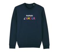 We Are Family, Sweat Humoristique, pour Femme, Maman d'amour Colorée Waf, Manches Longues, Coupe Classique, Cadeau Original, Sweat Humour 50% Coton 50% Polyester, Bleu Marine, Taille L