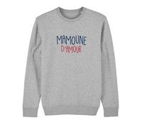 We Are Family, Sweat Humoristique, pour Femme, Mamoune d'amour, Manches Longues, Coupe Classique, Cadeau Original, Sweat Humour 50% Coton 50% Polyester, Gris Chiné, Taille XS
