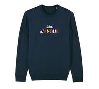 We Are Family, Sweat Humoristique, pour Femme, Tata d'amour Colorée Waf, Manches Longues, Coupe Classique, Cadeau Original, Sweat Humour 50% Coton 50% Polyester, Bleu Marine, Taille XS